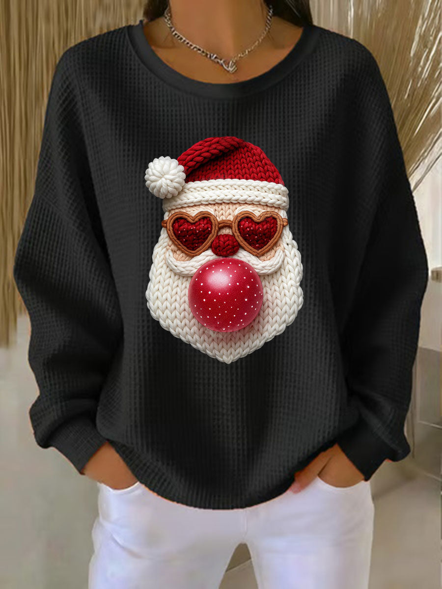 Top décontracté imprimé gaufré Santa Femme