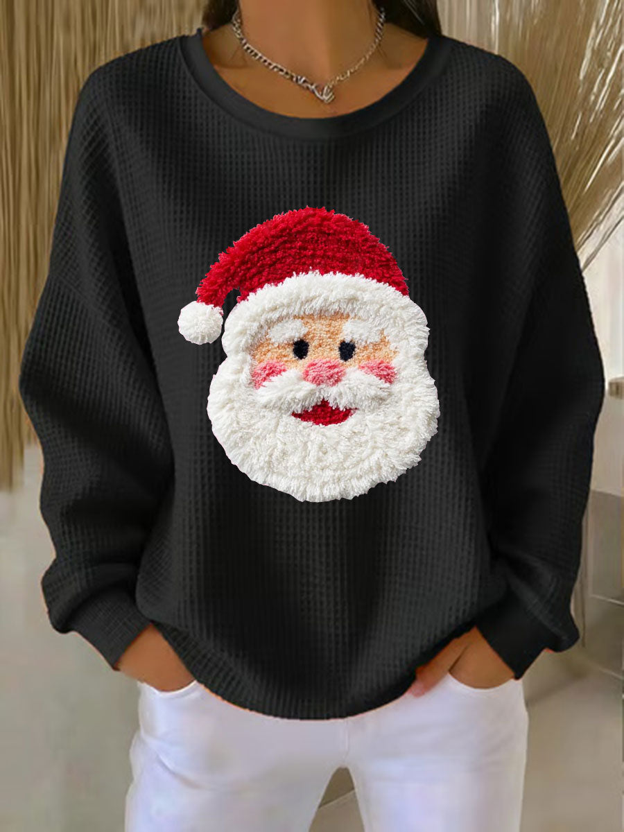 Top décontracté imprimé gaufré Santa Femme