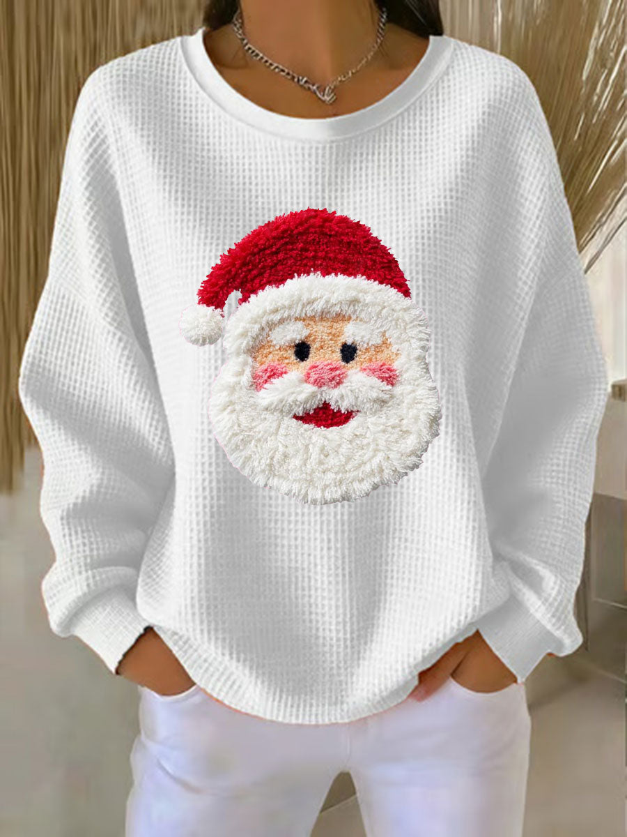 Top décontracté imprimé gaufré Santa Femme