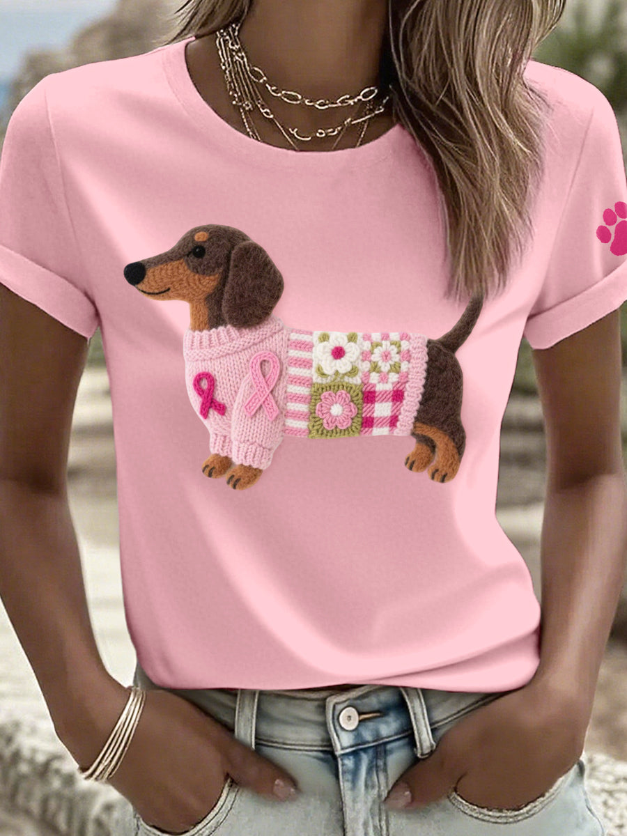 T-shirt de modèle de teckel d'art de feutre des femmes