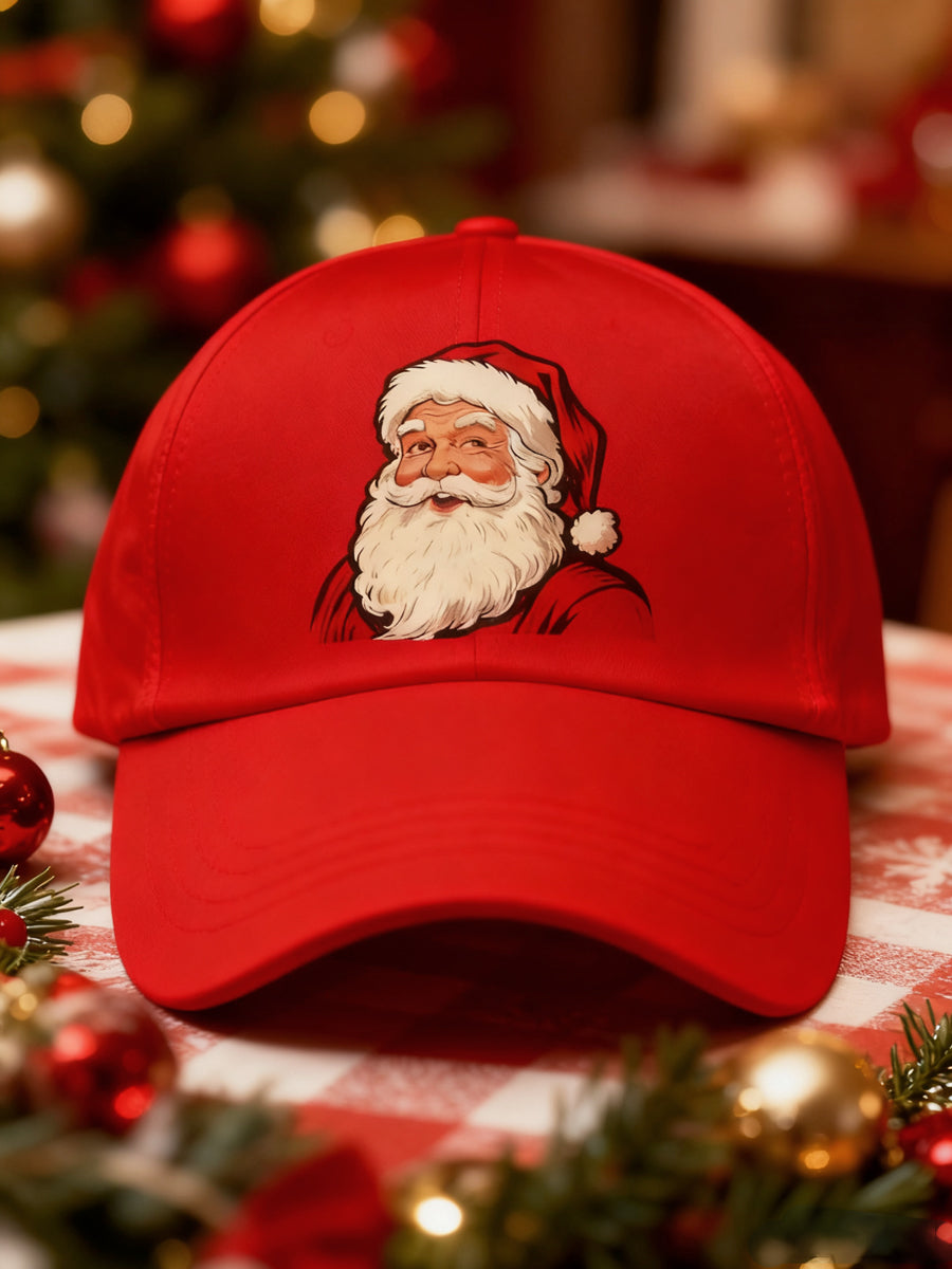 Unisexe Vintage Santa Claus Noël Rouge Plaid Imprimer Hat