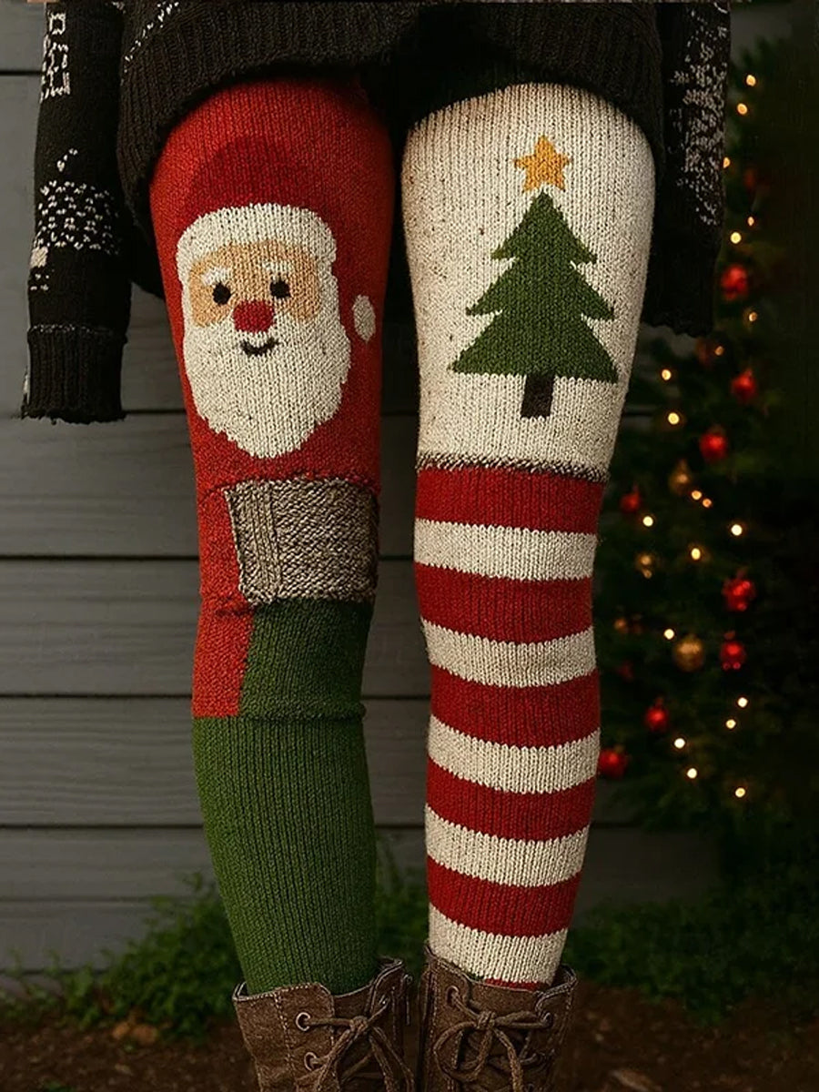 Arbre de Noël et le père Noël Art confortable Leggings femmes