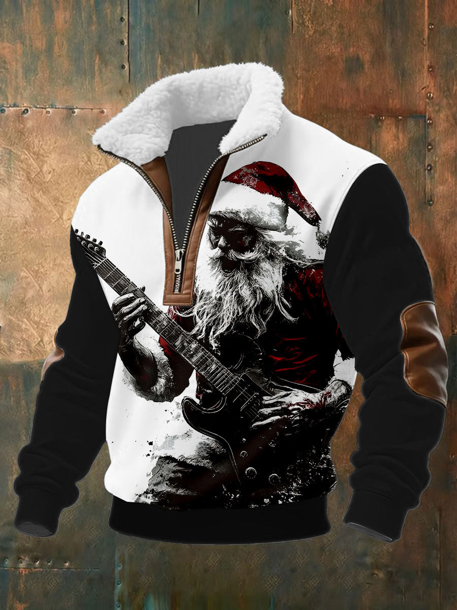 Hommes Guitar Rock Santa Baggy Zip-up Hoodie