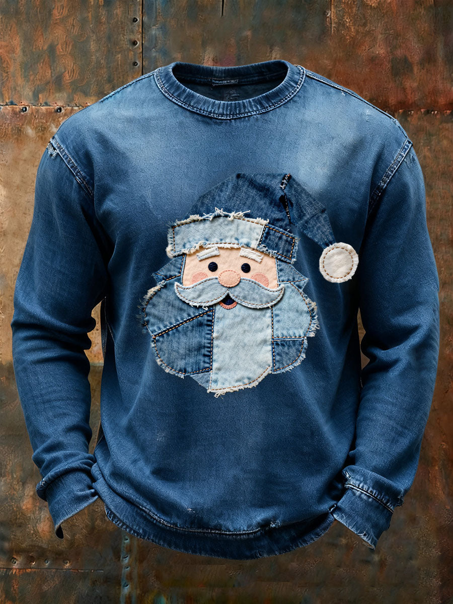 Sweat-shirt décontracté imprimé Père Noël pour hommes
