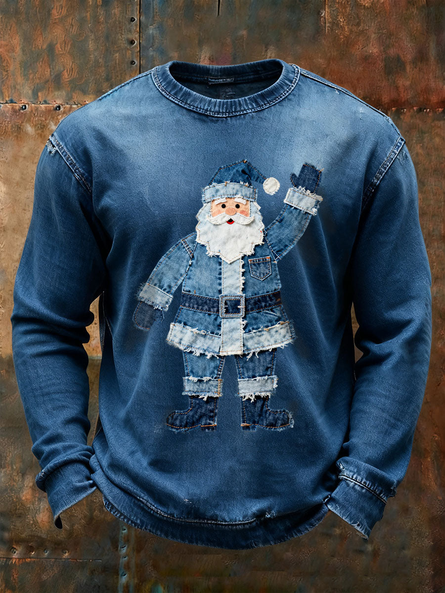 Sweat-shirt décontracté imprimé Père Noël pour hommes