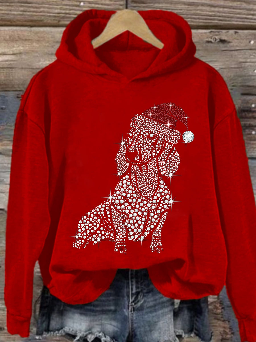 Sweat-shirt à capuche en strass pour femmes