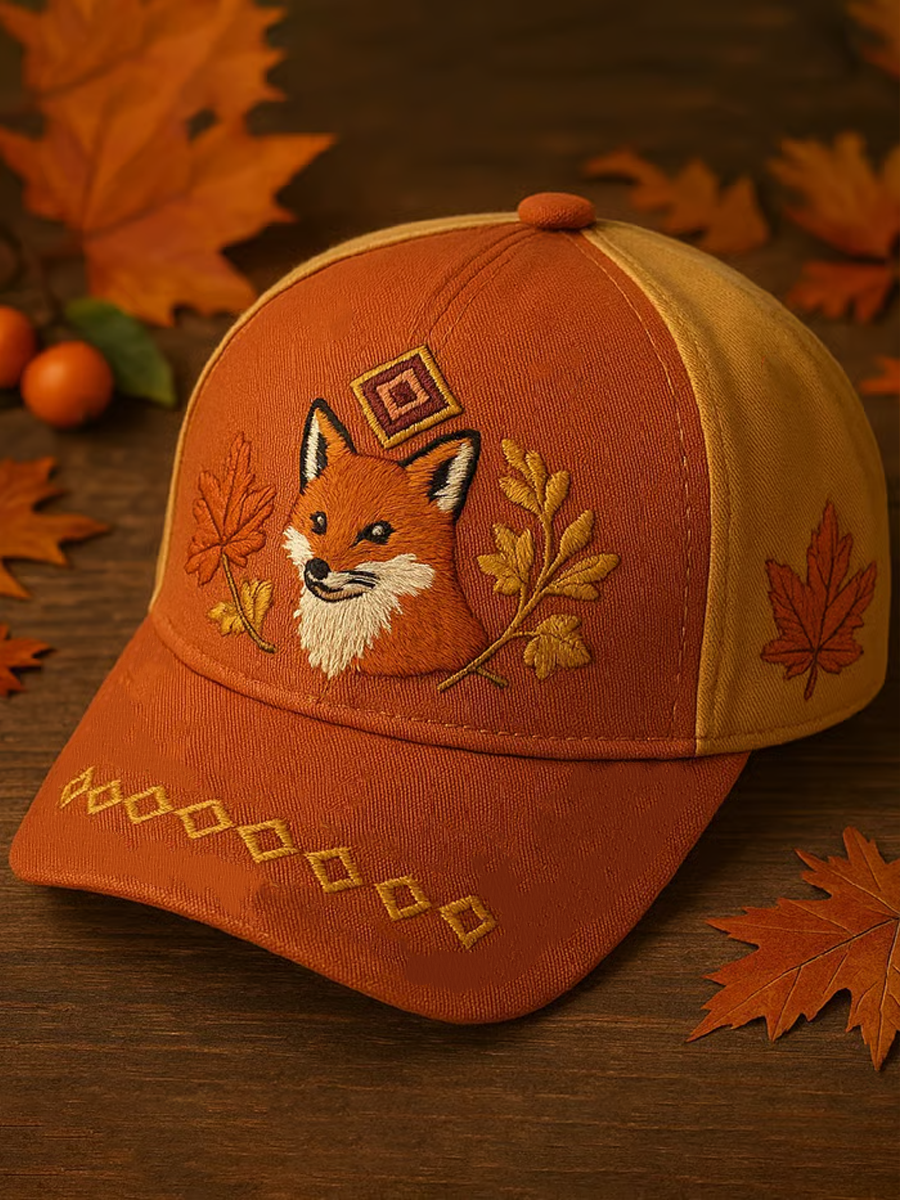 Chapeau unisexe imprimé renard d'automne