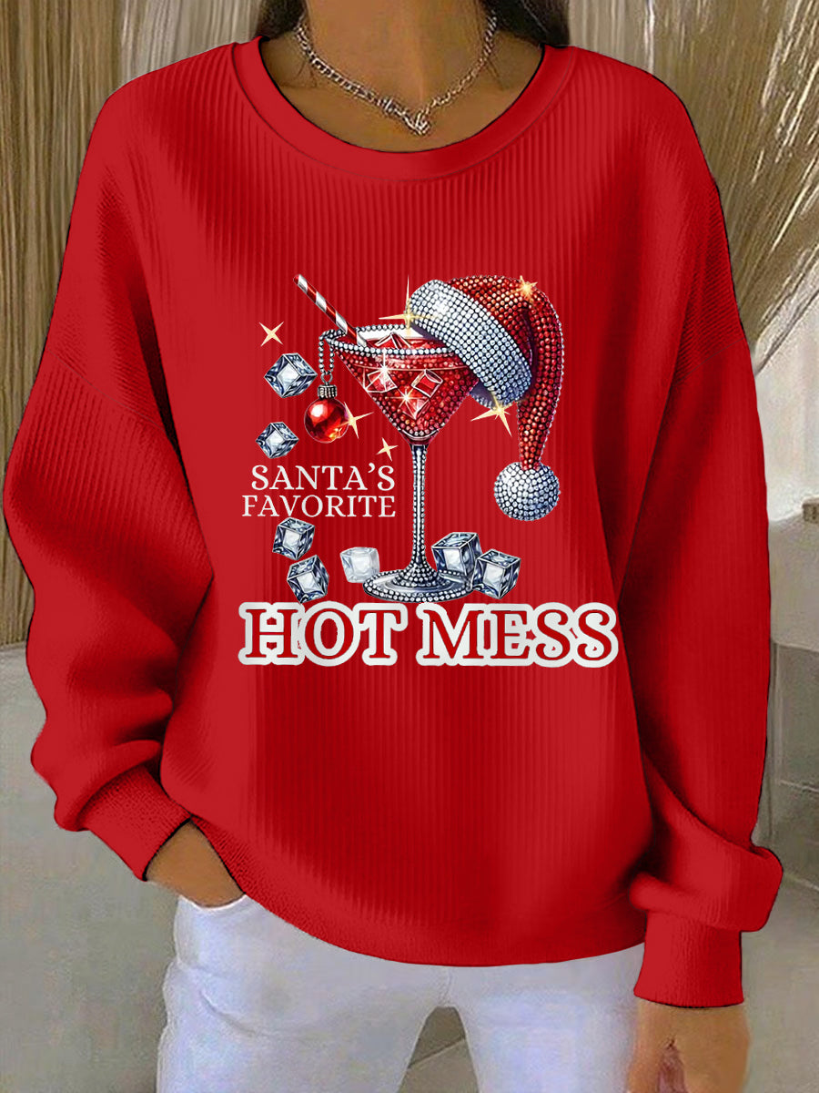Sweat-shirt décontracté de Noël drôle de Noël des femmes préférées Hot Mess