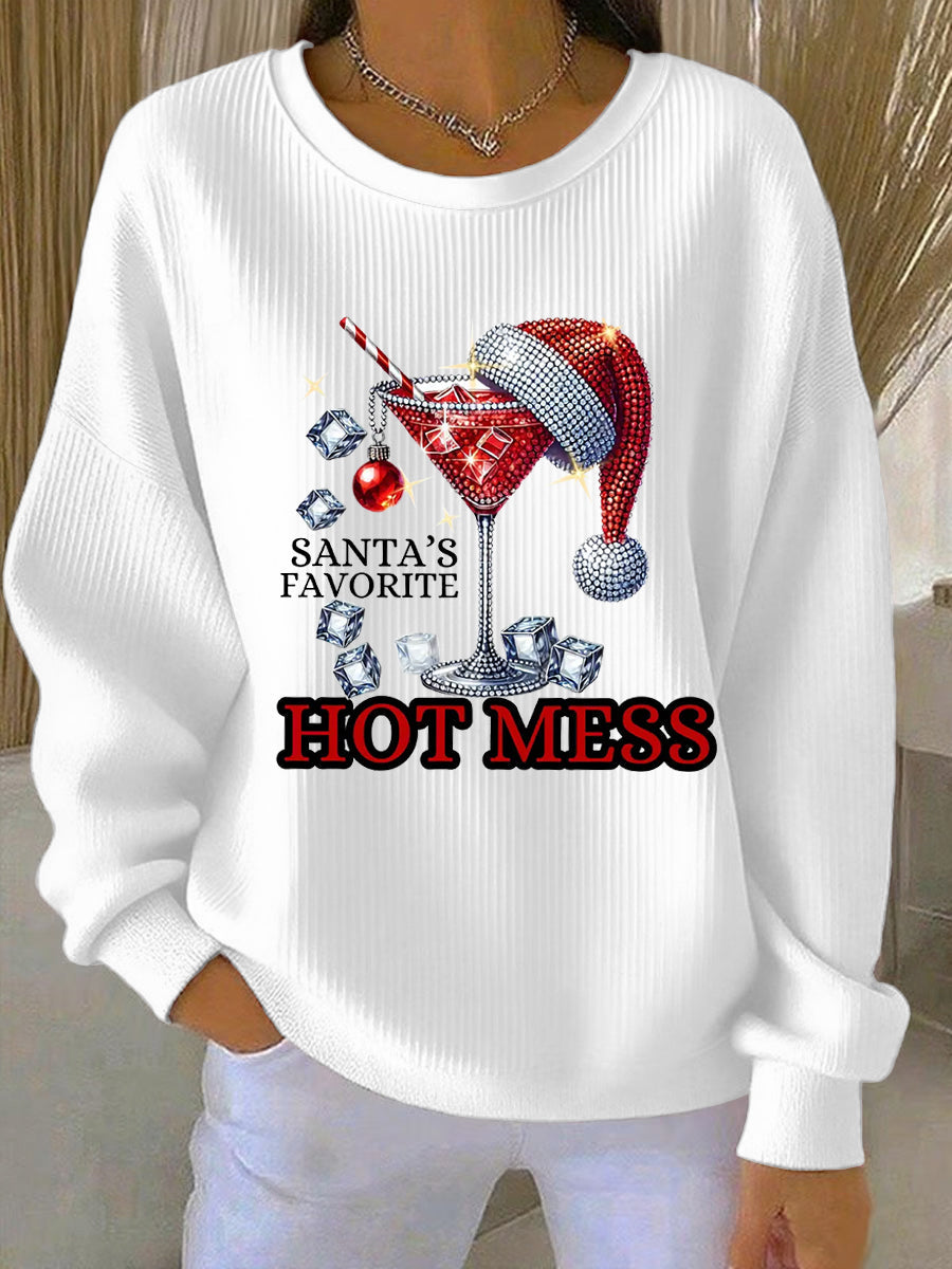Sweat-shirt décontracté de Noël drôle de Noël des femmes préférées Hot Mess