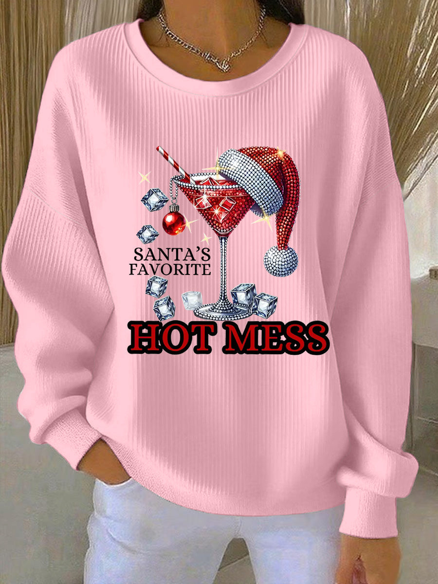 Sweat-shirt décontracté de Noël drôle de Noël des femmes préférées Hot Mess