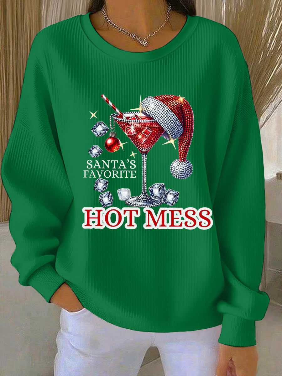 Sweat-shirt décontracté de Noël drôle de Noël des femmes préférées Hot Mess