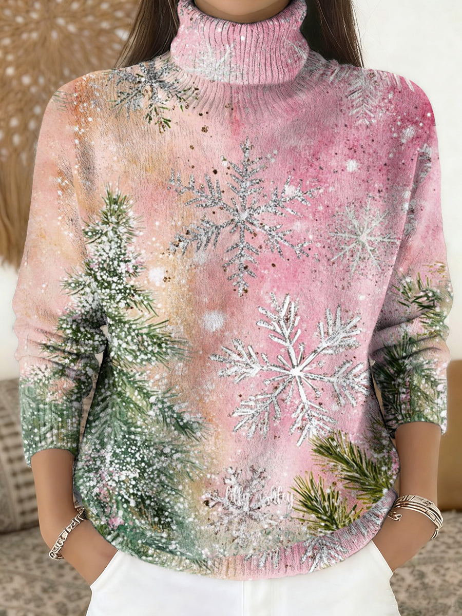 Pull à col roulé en tricot Merry Christmas pour femmes