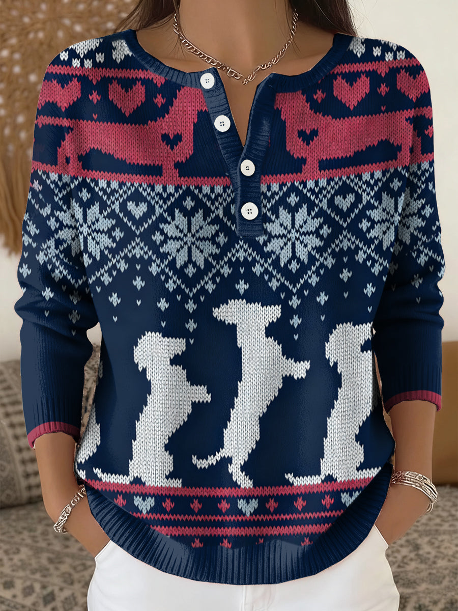 Pull mignon en tricot de teckel Femme