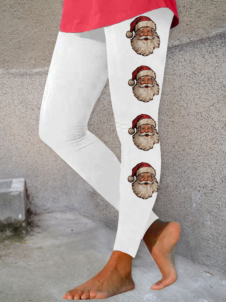 Leggings décontractés à imprimé père Noël pour femmes
