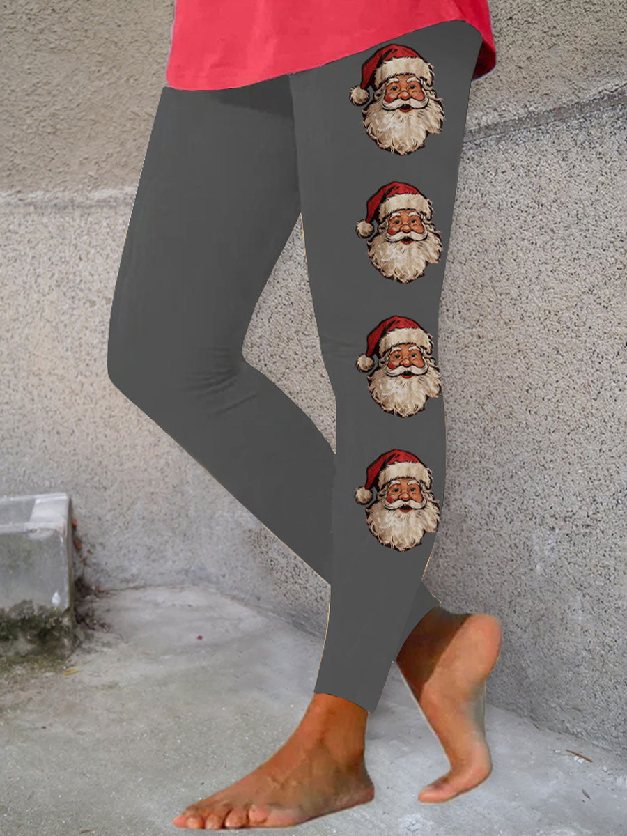 Leggings décontractés à imprimé père Noël pour femmes
