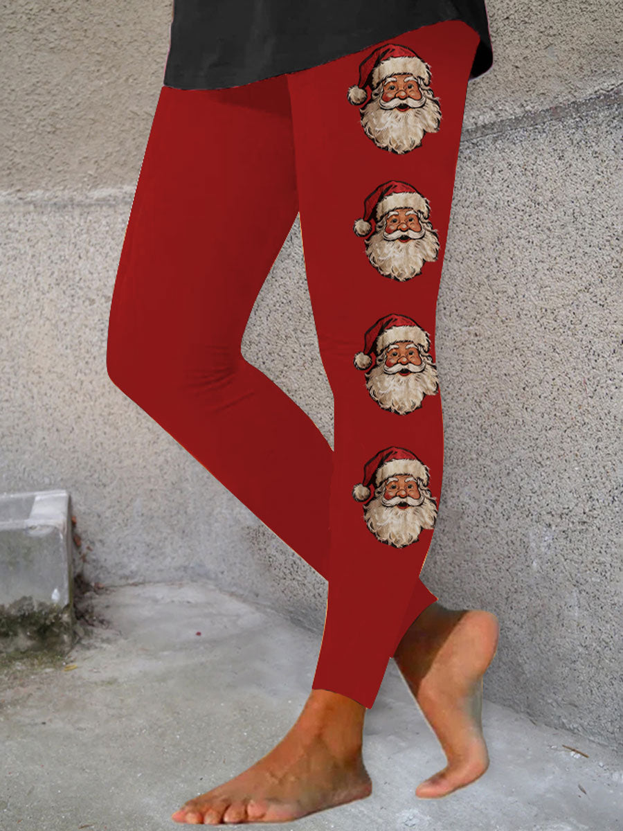 Leggings décontractés à imprimé père Noël pour femmes