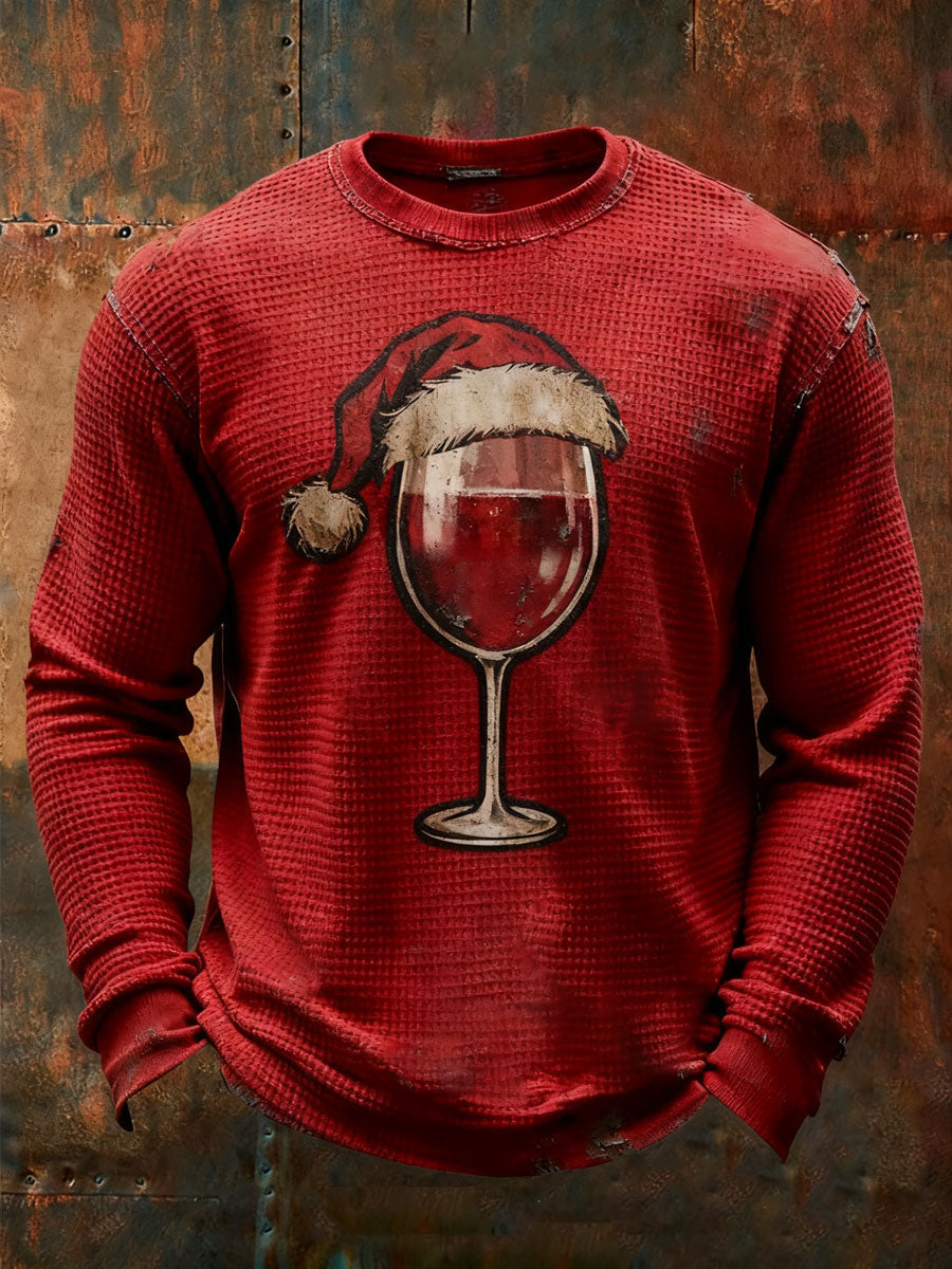 T-shirt occasionnel de gaufre de Noël des hommes
