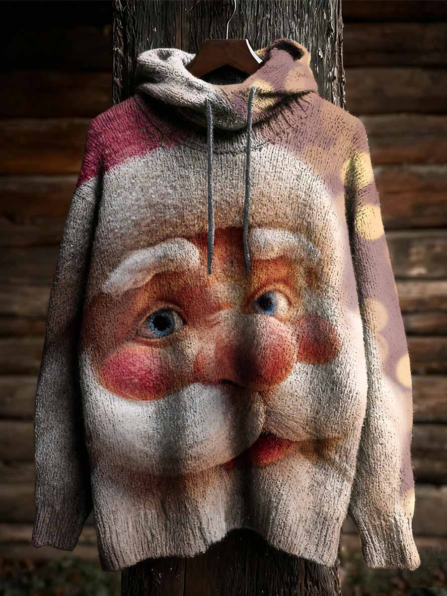Sweat à capuche décontracté imprimé Père Noël