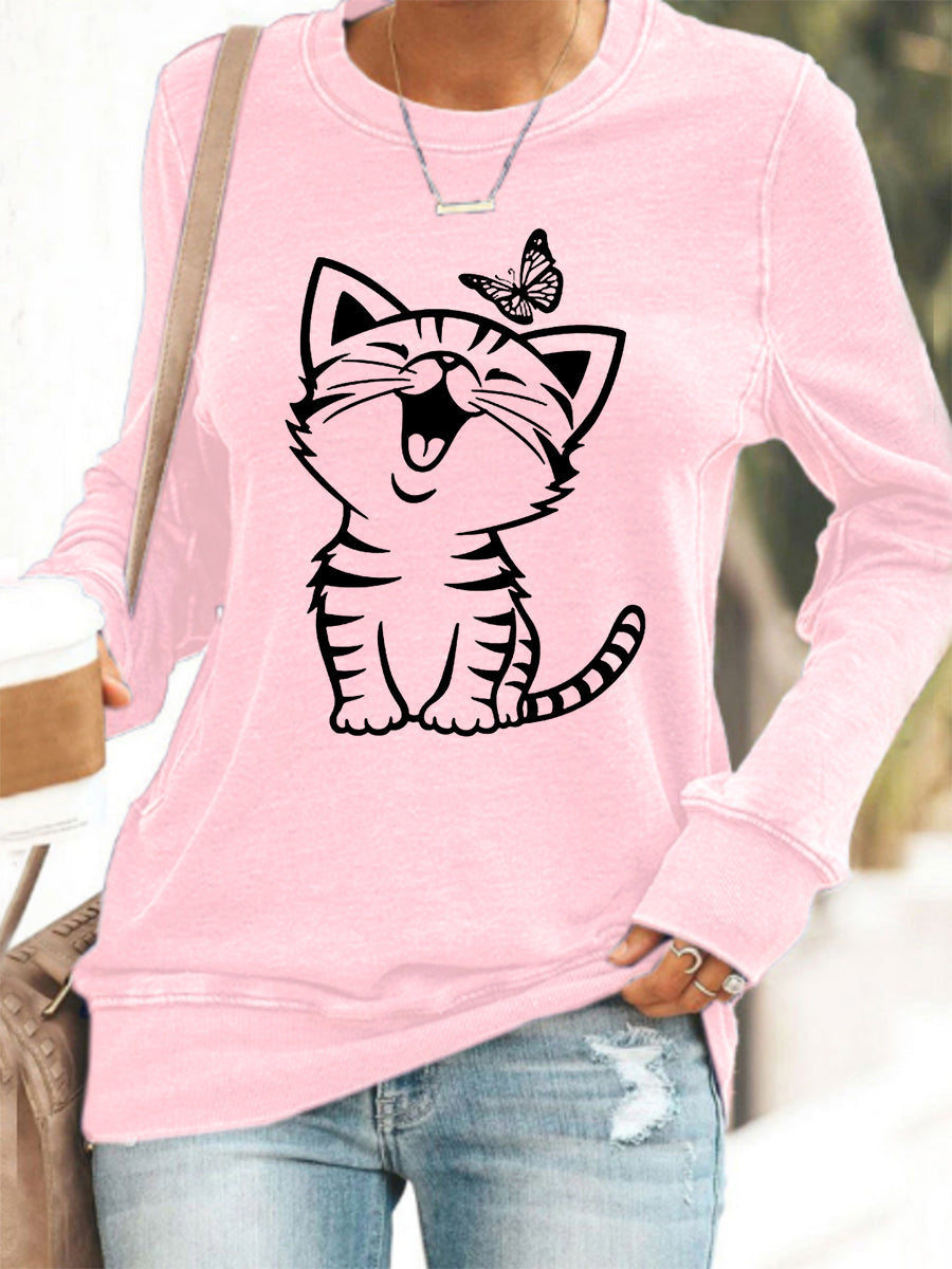 Mignon chat imprimé chat amoureux chat maman cadeau Casual Sweatshirt