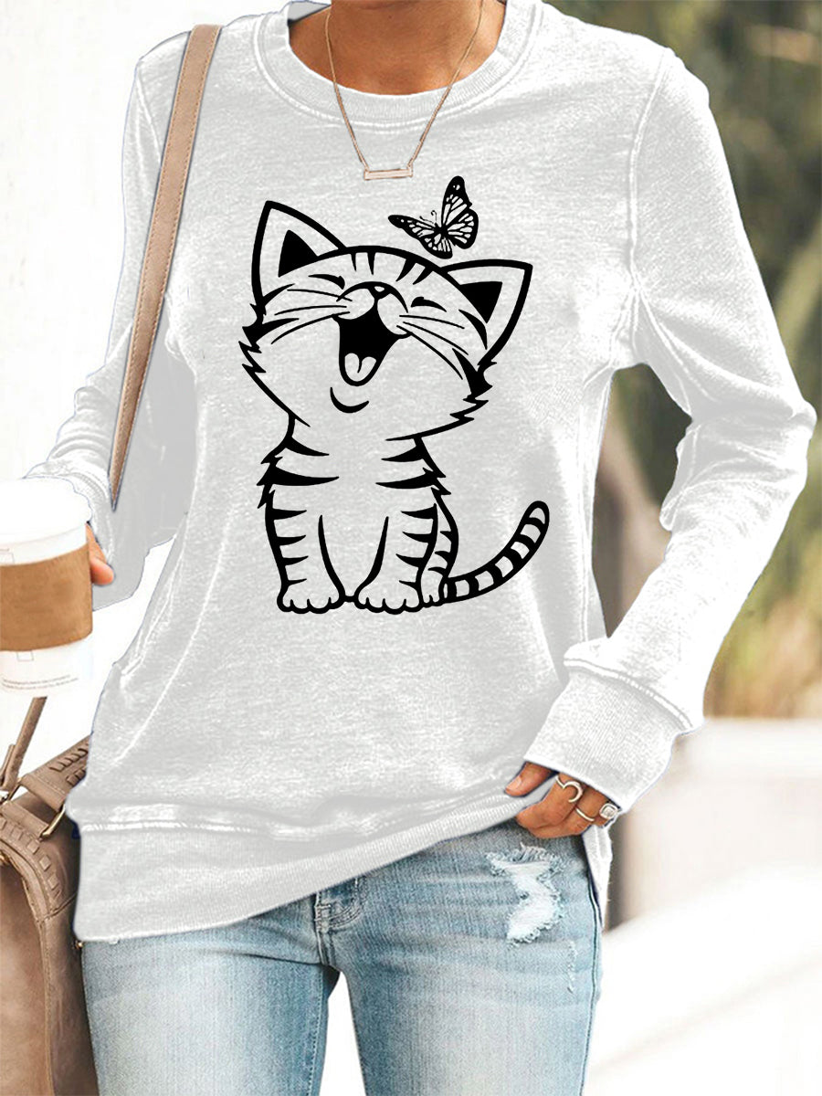 Mignon chat imprimé chat amoureux chat maman cadeau Casual Sweatshirt