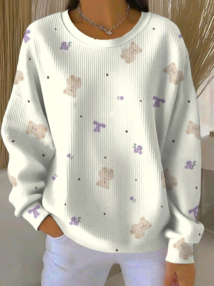 Sweat-shirt Mignon Ours Violet Femme