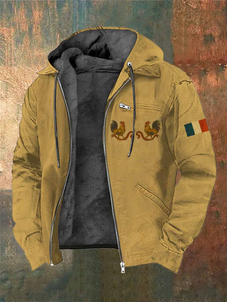 Manteau Vintage Coq Français Imprimé