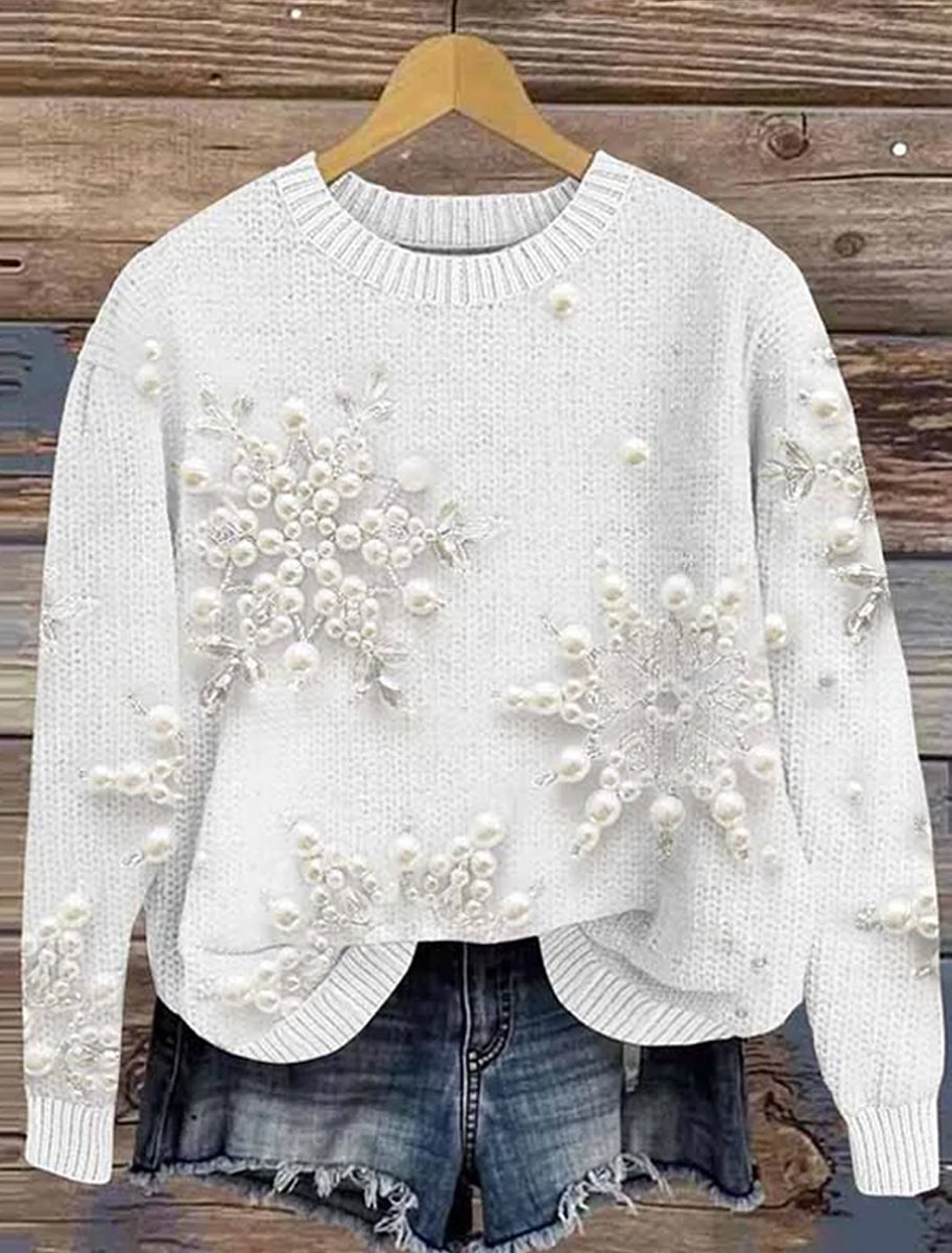 Pull Cozy Vintage à Imprimé Art de Noël pour Femme