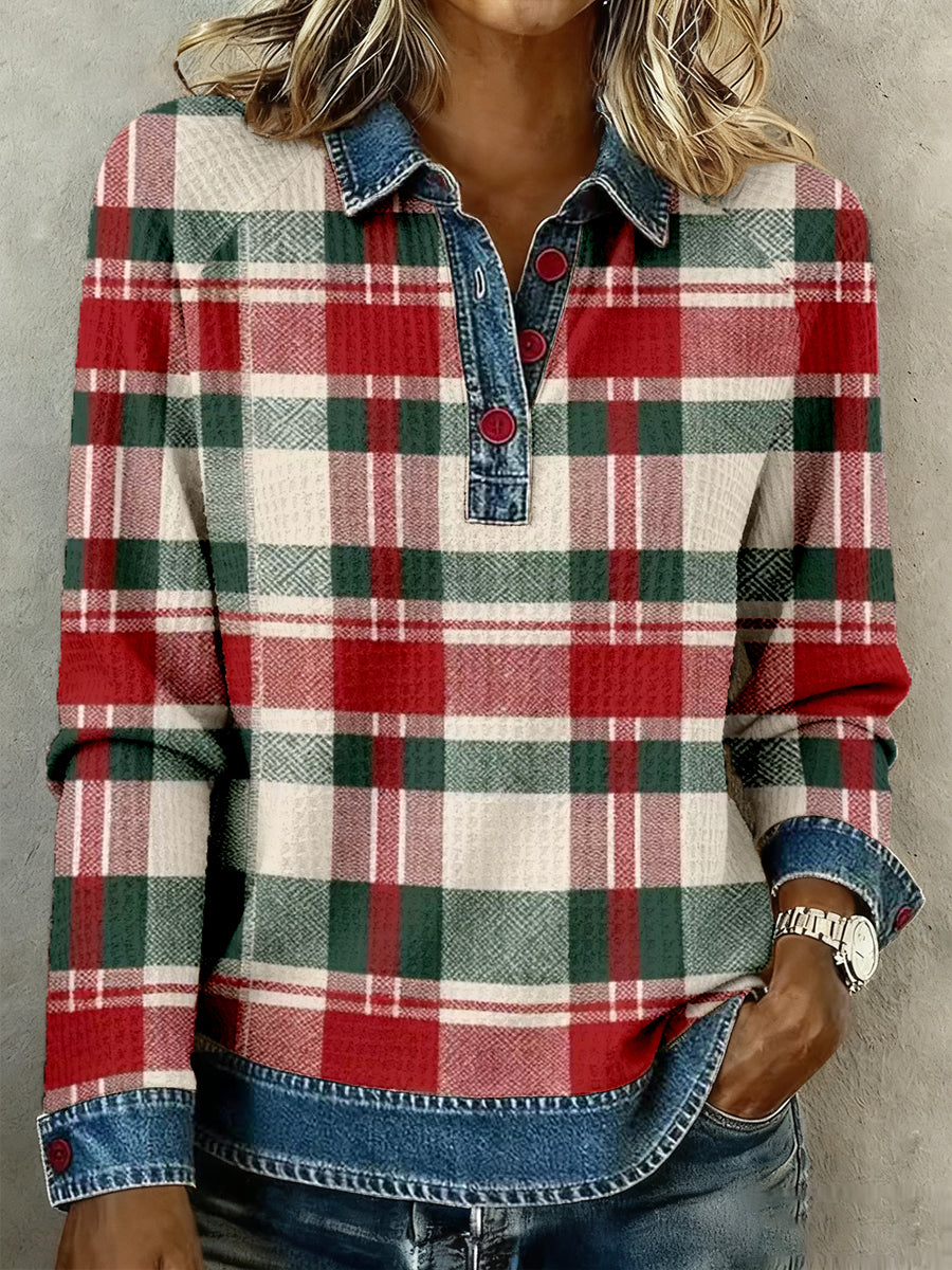 Motif de Plaid Motif Patchwork Art Waffle Top des femmes Noël inspiré