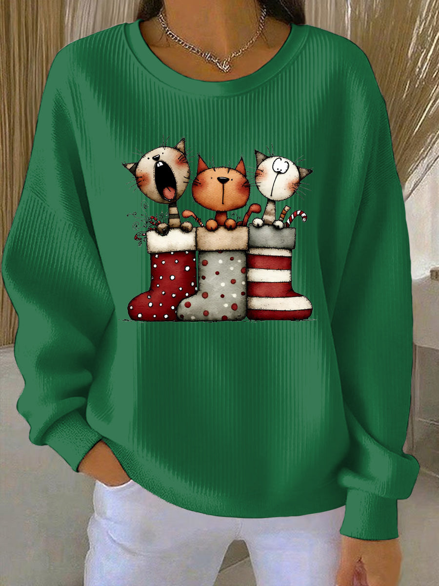 Sweat-shirt décontracté imprimé de Noël pour femmes