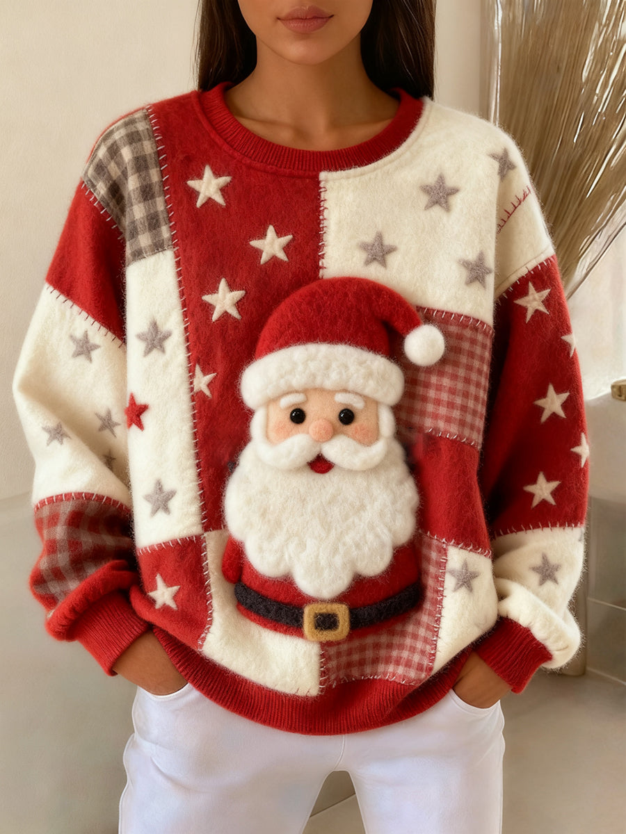 Vintage Christmas Santa Claus Sweatshirt Imprimé Femme