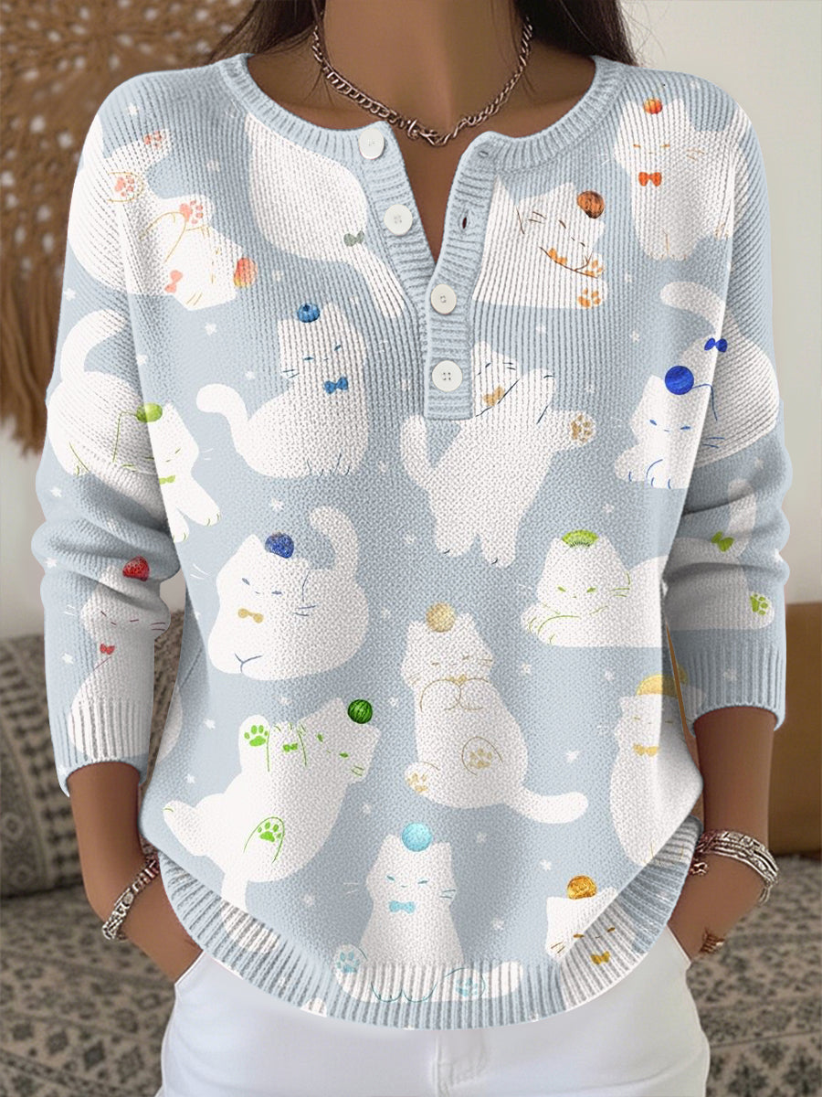 Haut en tricot à imprimé animal mignon pour femmes