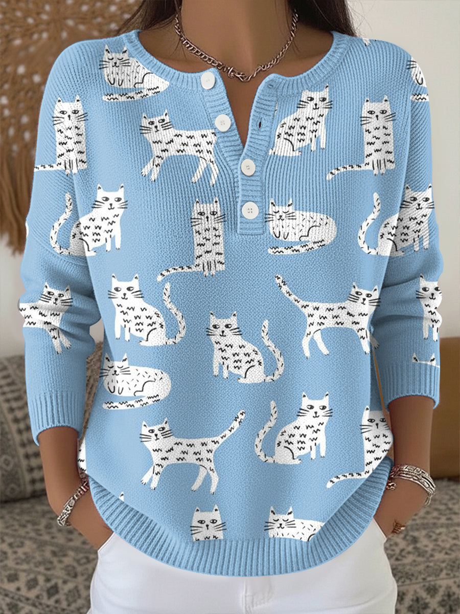 Haut en tricot à imprimé animal mignon pour femmes