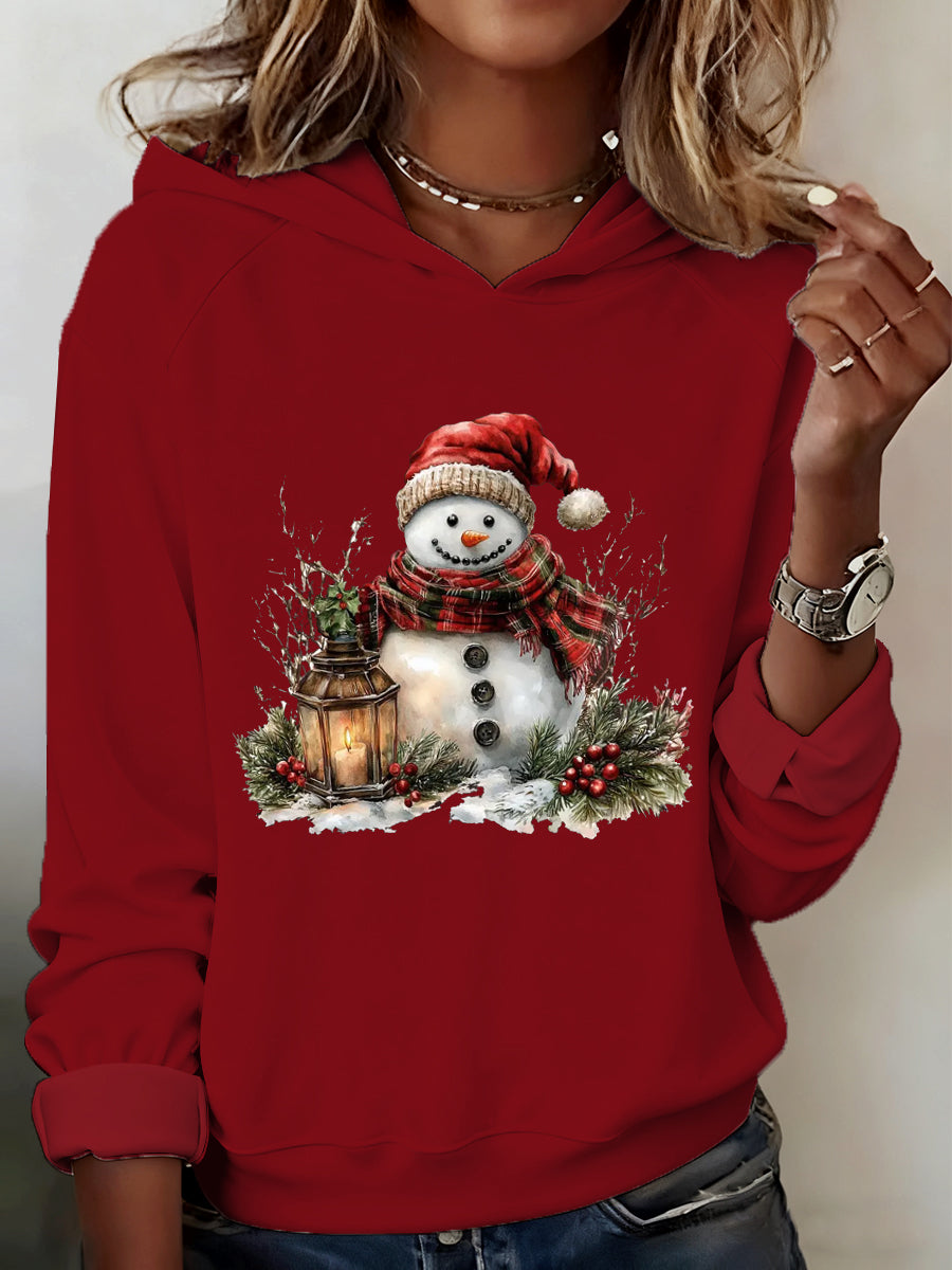 Sweat-shirt à capuche confortable décontracté sur le thème de Noël pour femmes