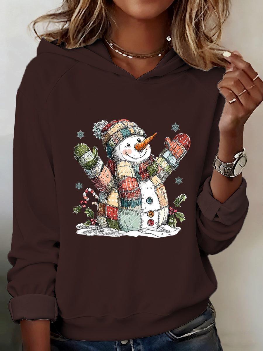 Sweat-shirt à capuche confortable décontracté sur le thème de Noël pour femmes