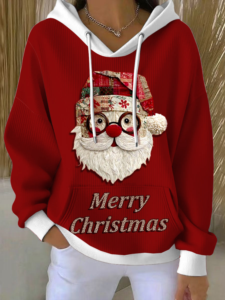 Sweat-shirt à capuche Santa Patchwork Femme