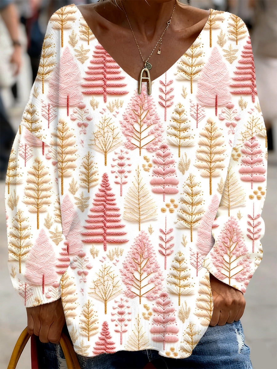 Haut décontracté confortable à manches longues pour femmes sur le thème de Noël