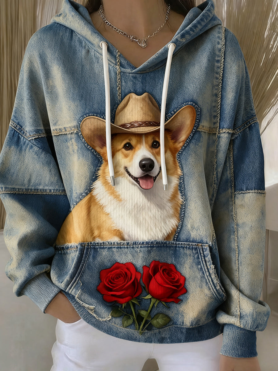 Vintage Animal Art Print à capuche rétro décontracté pour femmes