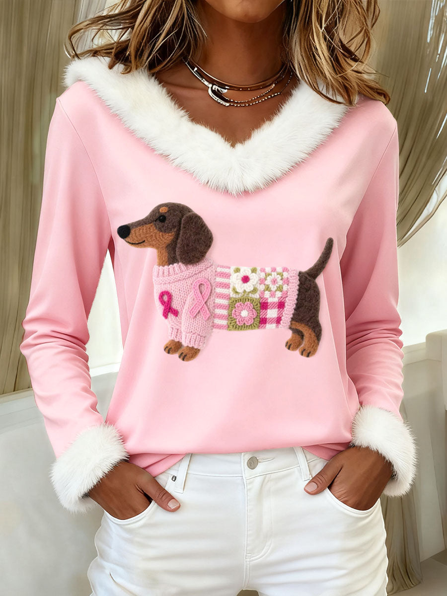 Beau motif de teckel des femmes feutre Art Furry Sweatshirt