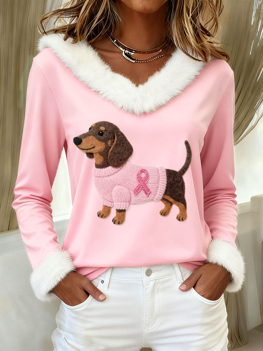 Feutre Art Teckel Motif Furry Sweatshirt des femmes