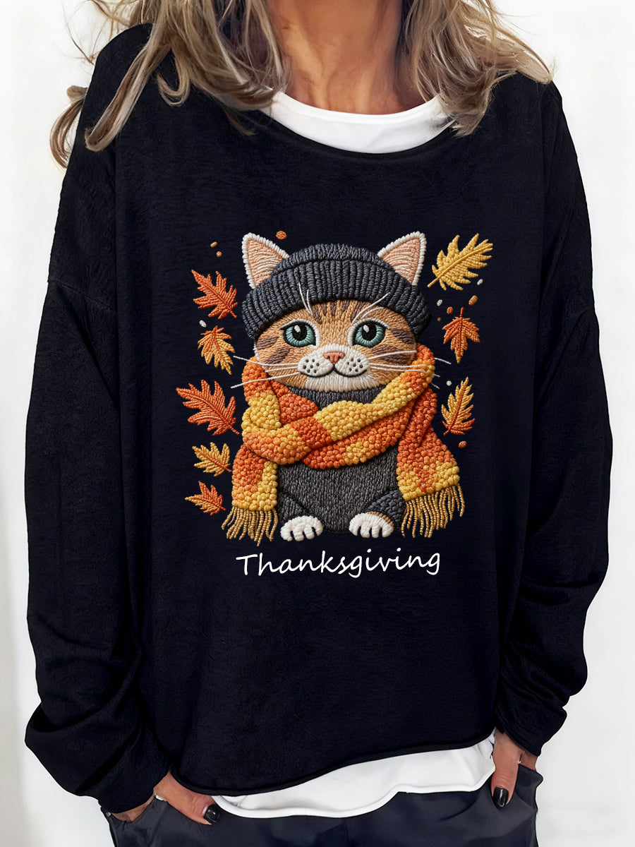 Vintage Casual Loose Animal Art Crewneck Sweatshirt des femmes