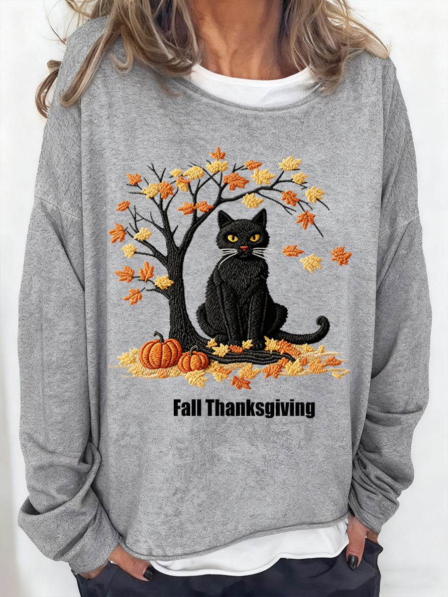 Vintage Casual Loose Animal Art Crewneck Sweatshirt des femmes