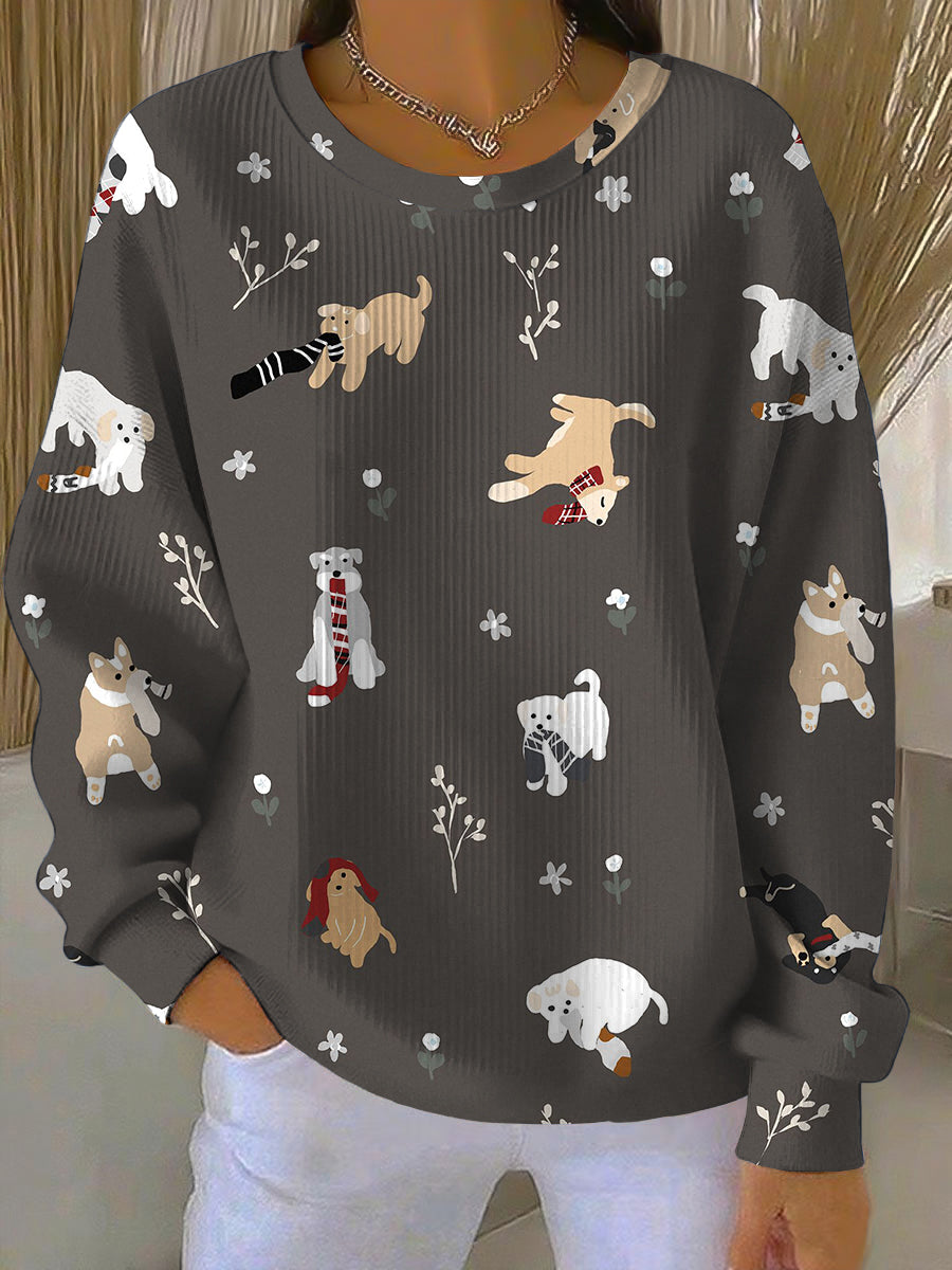Sweat-shirt à motif de chien mignon pour femme