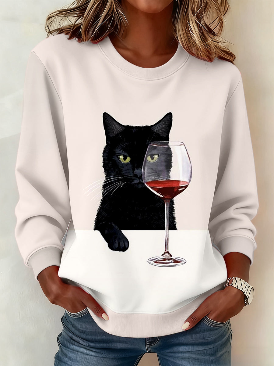 Sweat-shirt drôle d'impression d'art de chat des femmes