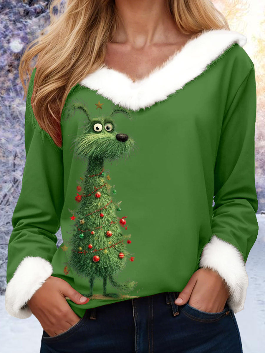 Arbre de Noël Animal V-Neck Tops pour femmes