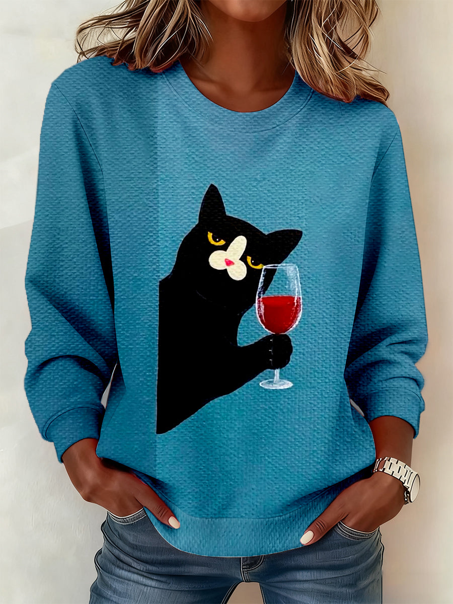 Sweat-shirt drôle d'impression d'art de chat des femmes