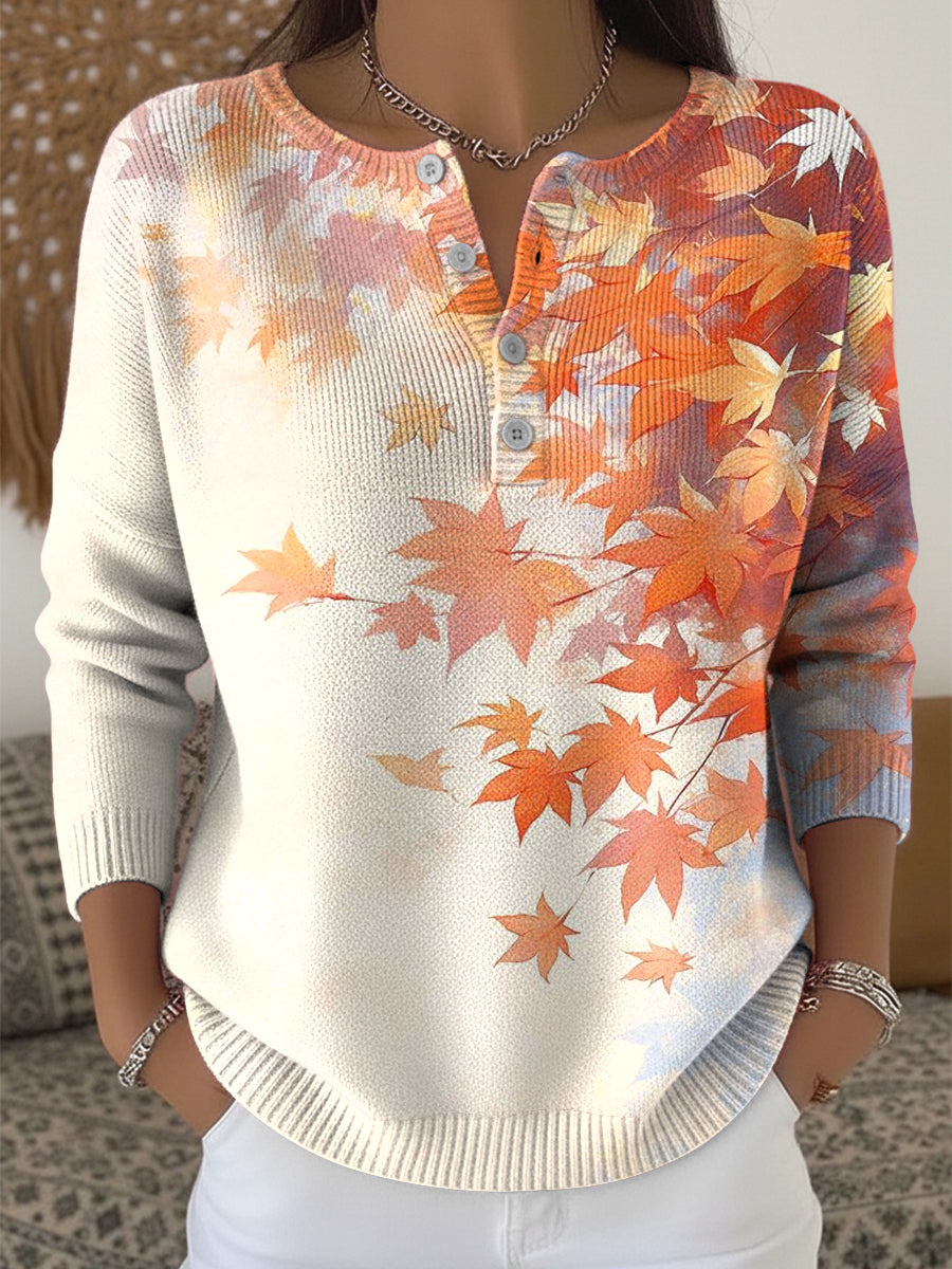 Thanksgiving Abstract Maple Leaf Art V-Neck Top pour femme