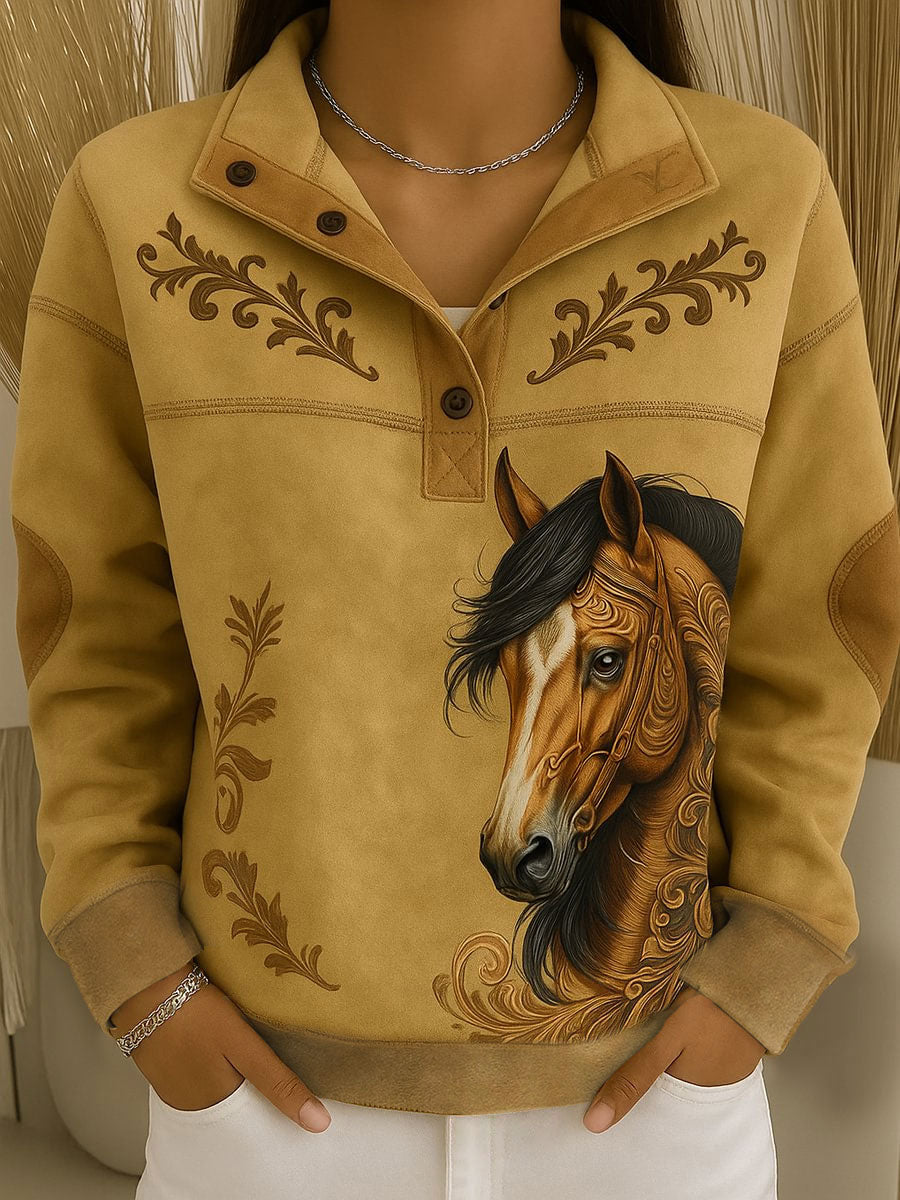 Sweatshirt Femme Western Style Art Imprimé