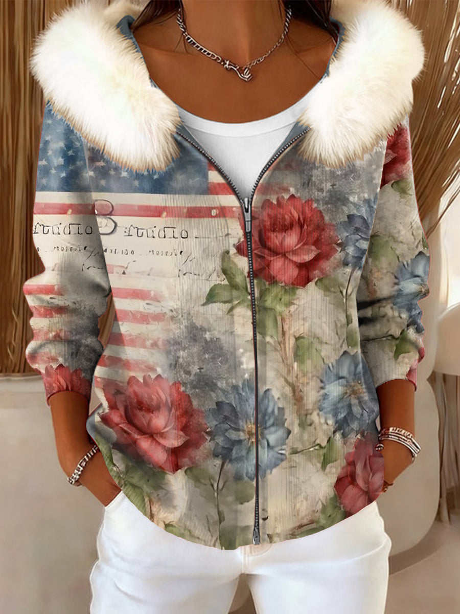Veste à capuche à imprimé floral American Casual Femme