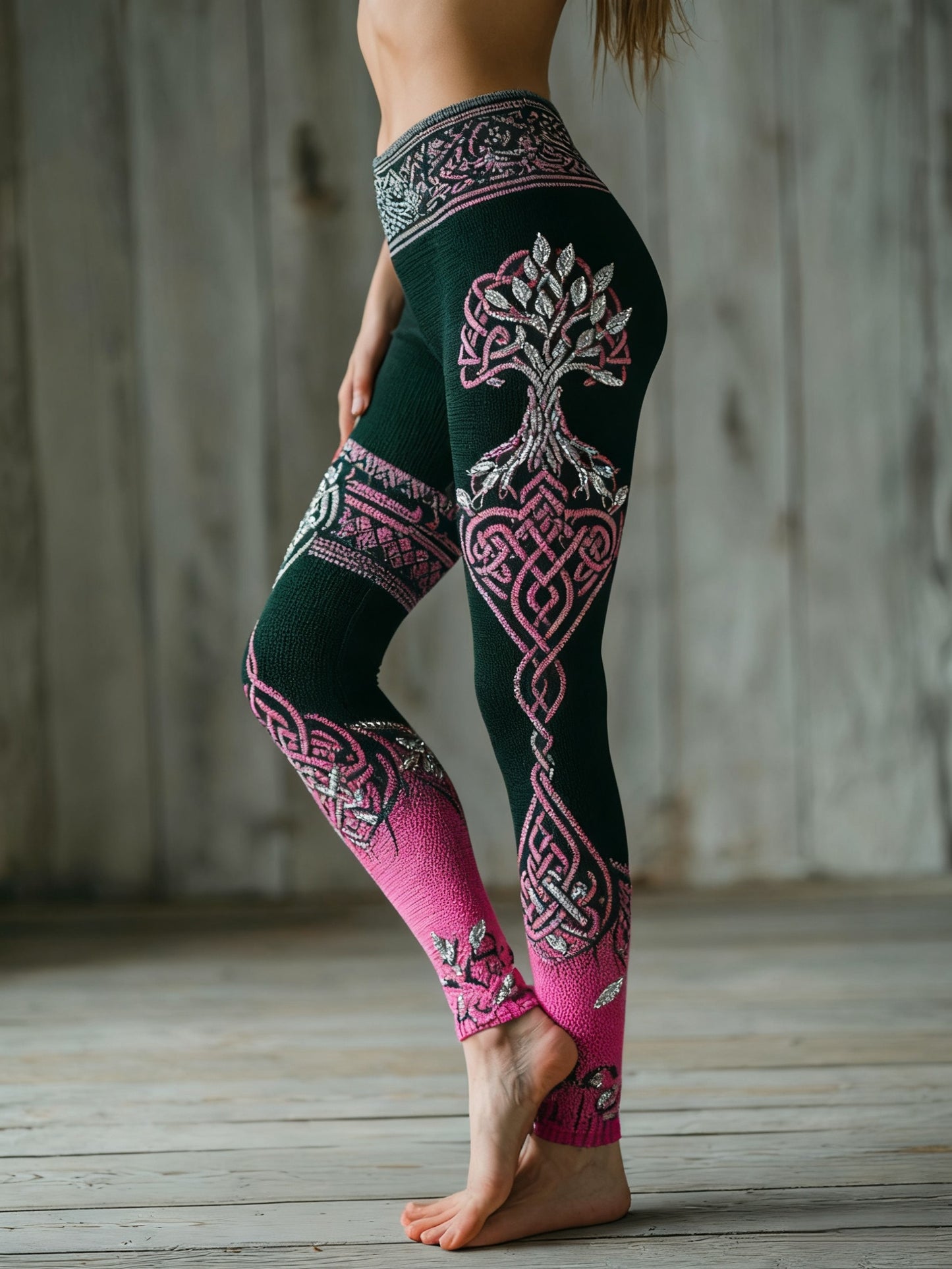 Legging confortable multicolore à motif viking arbre de vie pour femme