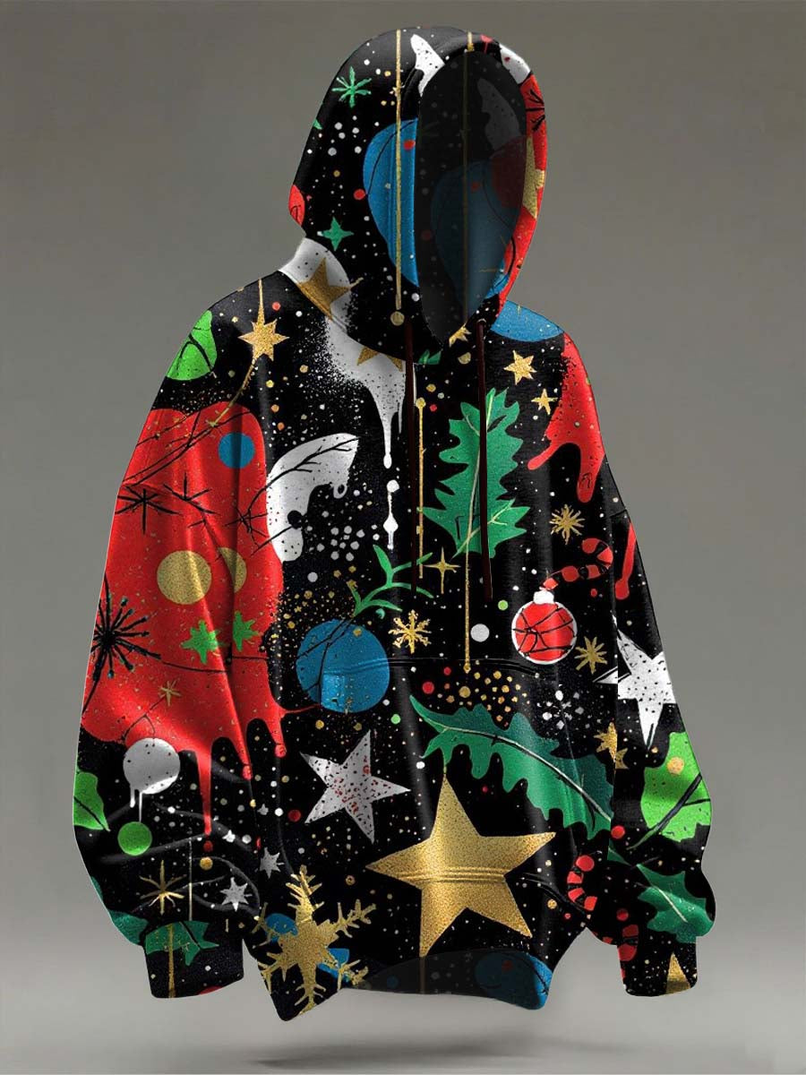 Sweat à Capuche Décontracté Imprimé Noël Abstrait